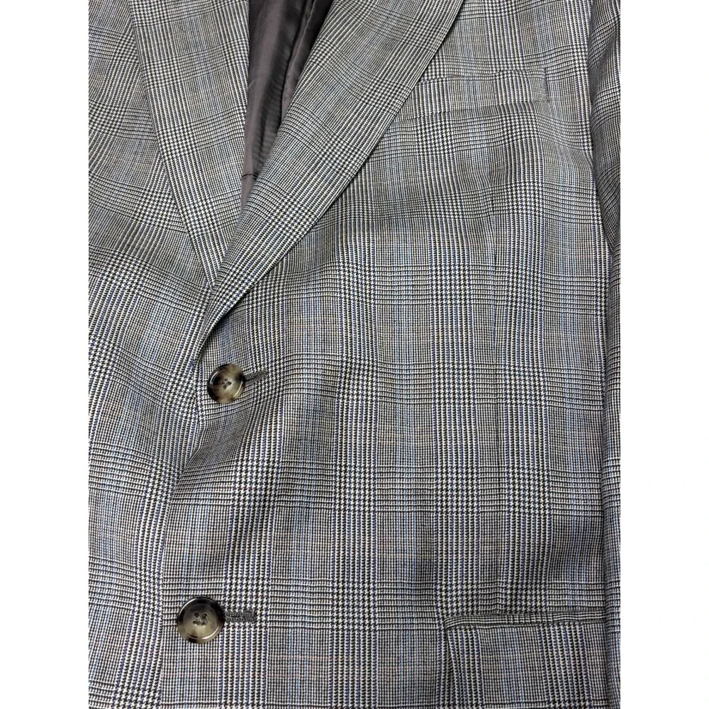 Jos A Bank Signature Collection Mens 40R W34 L30 Grey Plaid 100%‎ Wool 2Pc Suit